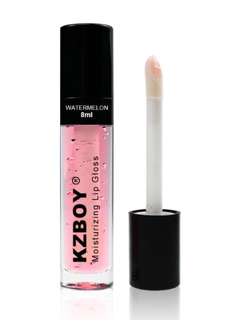 KZBOY Lip Gloss Lip Oil Watermelon Scented 8ml Moisturizing Lip Gloss for Dry Lips High Shine Smooth Finish Clear Pink Shade(Watermelon)