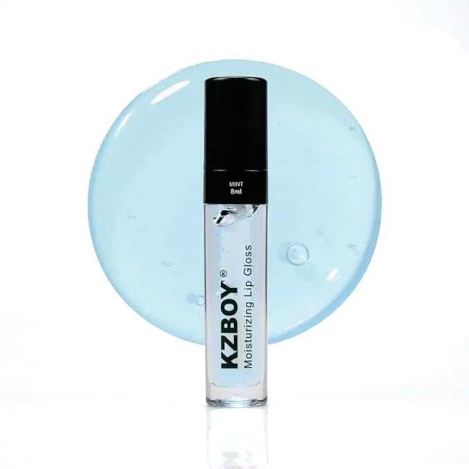 KZBOY Lip Gloss Lip Oil Mint Scented 8ml Moisturizing Lip Gloss for Dry Lips High Shine Smooth Finish Clear Blue Shade(Mint)
