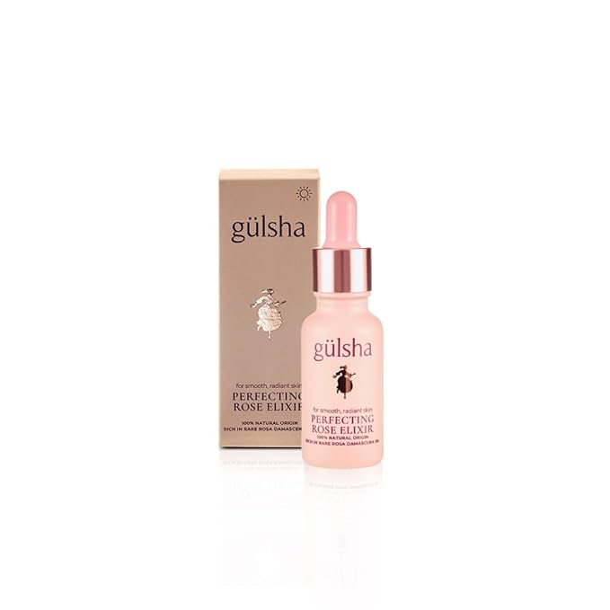 GULSHA PERFECTING ROSE ELIXIR, Rosa Damascena Essential Oil for Face, Nourishes and Revitalizes the Dehydrated Skin, Increase the Skin Elasticity, Free from Chemicals, 20 ml (0.67 Fl Oz)