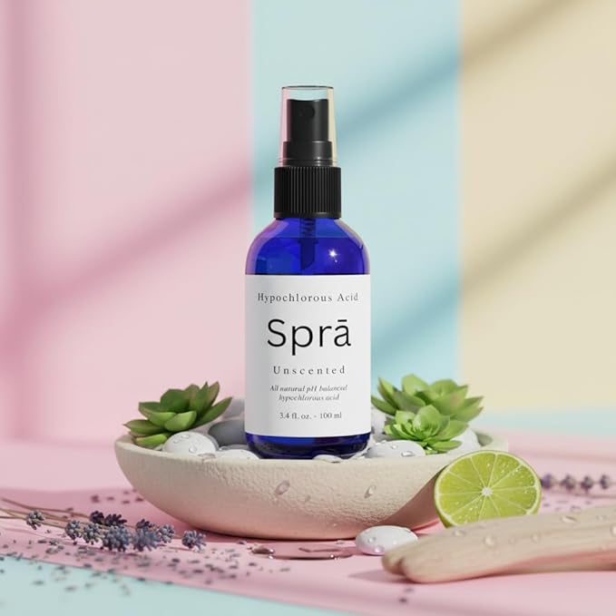 Spra Gentle Hypochlorous Acid Spray | Facial Mist for Acne, Redness Reduction, & Sensitive Skin | Multi-Use for Tattoo Aftercare, Piercings & Skin Relief | TSA Travel Size, Made in USA, 3.4 oz