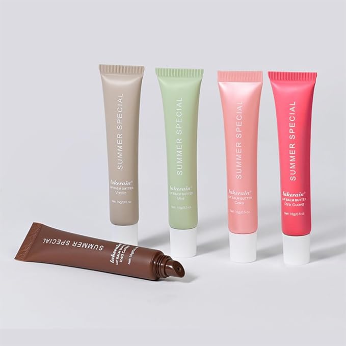 5Pcs Summer Special Lip Butter Lip Balm, Ultra-Hydrating Natural Vegan Lip Balm, Sheer-Tinted Shine & Hydration Lip Care, Soothes & Softens Dry Lips Skincare, Bálsamo labial hidratante