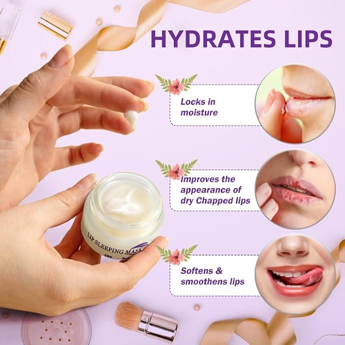 Lip Mask Overnight,Lip Collagen Lip Sleeping Mask With Peptide Complex,Moisturizing Lip Balm for Lip Care Cracked Lips,Dry Lips,Lip Wrinkles Repair,Nourish & Hydrate(20g)