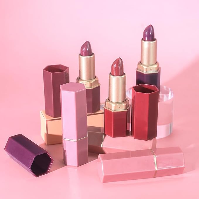 3Pcs Nude Pink Metallic Lipstick Lip Gloss for Women Set,Lightweight Shimmer Frosted Long Lasting Lipstick,Glitter Lip Stain Waterproof Smudge Proof 24 Hour Full Coverage Lip Makeup,Vegan(07,08,09)