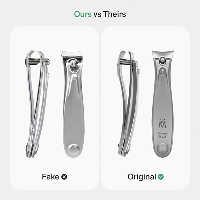 GERMANIKURE Professional Large Nail Clipper (8 cm) - FINOX Surgical Stainless Steel Manicure and Pedicure Tools in Leather Case- Ethically Made in Solingen Germany - 4712 - Travel Size Nail Care