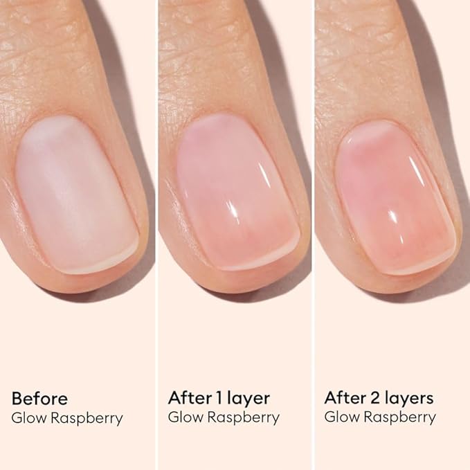Manucurist Active Glow Raspberry Nail Polish & Care - Ultra-Glowy 2 in 1 Nail Concealer & Care - Plant-Based Ingredients: Sweet Almond Oil, Raspberry - Valentines Day Gifts for Women - Gifts for Her