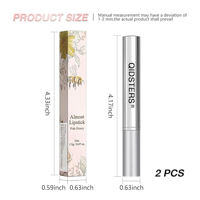 2Pcs Pink Honey Lipstick Tinted Lip Balm, Sheer Hydrating Lip Stain for All Skin Tones, Natural Lightweight Lips Gloss Makeup for Women, Vegan & Cruelty-Free