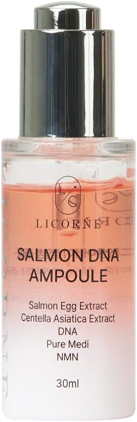 PDRN Salmon DNA Ampoule - Korean Facial Essence for Deep Hydration & Glass Skin Look - Daily Moisture Serum with 1000ppm Hydrolyzed DNA for Dry Skin, 1.01 fl oz