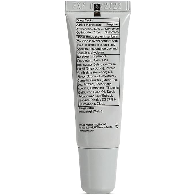 Anthony 25 SPF Lip Balm With Sunscreen - Contains Green Tea Extract, Shea Butter & Vitamin E - Moisturizing Repair Care Treatment for Chapped & Dry Lips 4-Pack