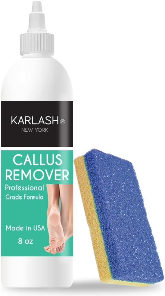 Karlash Callus Remover Gel for Feet and Foot Pumice Stone Scrubber Kit Remove Hard Skins Heels and Tough Callouses from feet Quickly and Effortless 8 Ounce