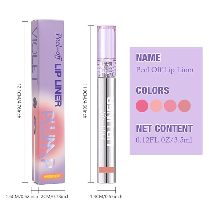 Matte Lip Stain Peel Off Lip liner Tattoo, Nude Pink Liquid Lips Gloss Peel Off Masque, for Women Long Lasting Waterproof Lipstick Lip Tint Stain, Transfer-proof for All Skin Types 02#