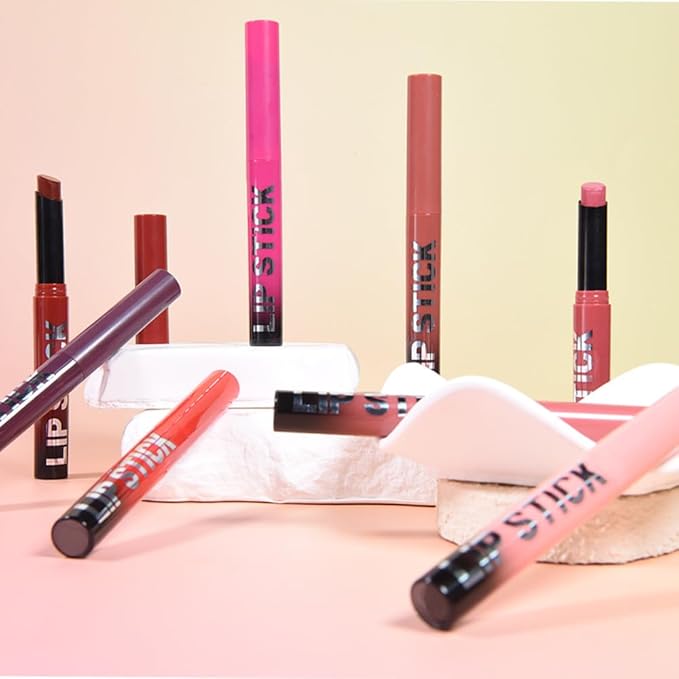 4Pcs Matte Lipstick Set for Women, Warm Pink Coral Red Purple Dark Red Lipsticks Lip Balm, Long Lasting Waterproof Transfer-Proof Vegan Lip Gloss Beauty Products Makeup All-Day Formula SetA01