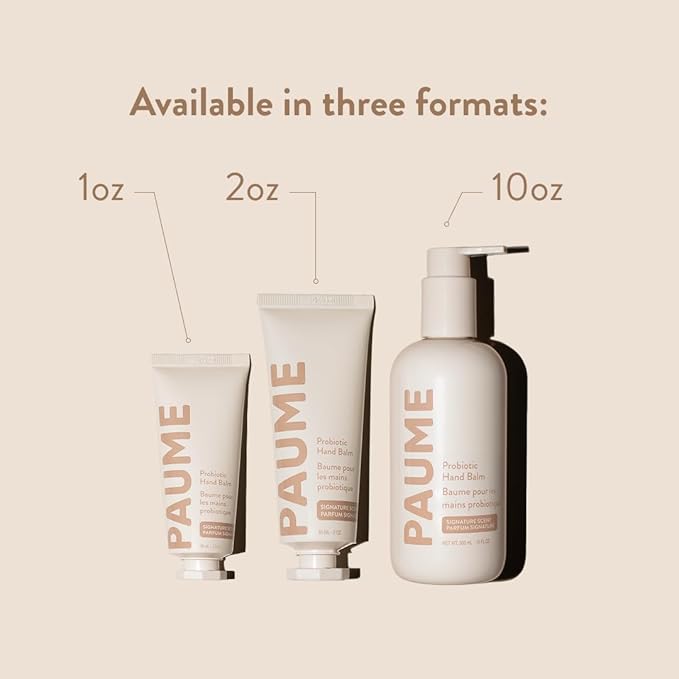 PAUME 4-Pack Mini Probiotic Hand Balm, Hydrating, Non-Greasy Hand Moisturizer for Dry, Chapped, Or Aging Skin, Fast Absorbing, Long Lasting, 4 Count, 1 oz Each
