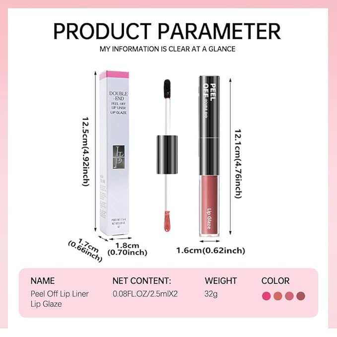 Peel Off Lip Liner & Gloss – Long-Lasting Smudge-Proof Mocha Cocoa Lip Tint & Lip Stain Liner with Hydrating High Shine Gloss for Defined, Fuller Brown Nude Lips – Waterproof Soft Glam Lip Makeup