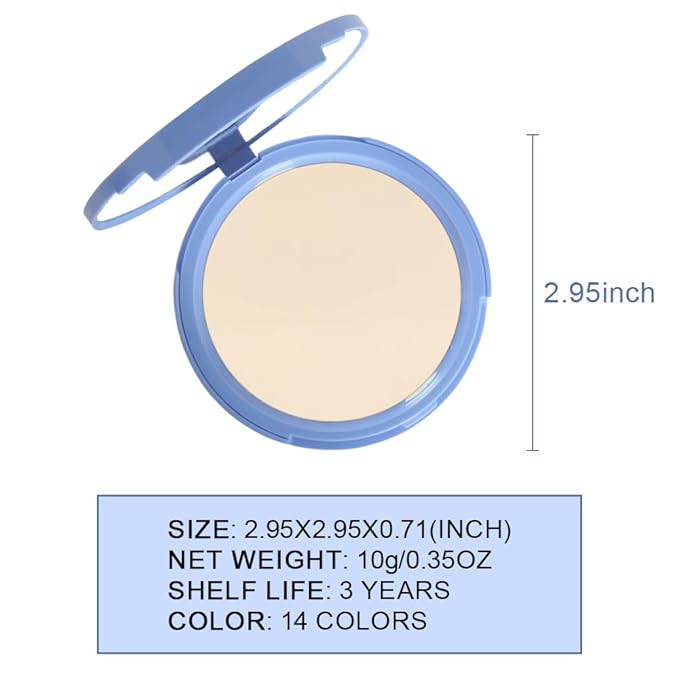 FeiCuiYun Oil Control Matte Perfection Face Powder Compact For Women, Matte Smooth Flawless Setting Powder Makeup, Polvo Compacto De Maquillaje, Waterproof Long Lasting, 0.35Oz,(Nude Translucent, 1)