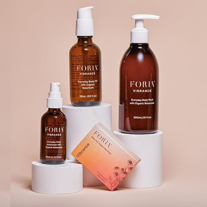 Foria Midlife Magic Set | Organic, All-Natural Feminine Skincare for Ever-Evolving Skin | Body Wash + Body Oil + Vulva Moisturzer + Vibrance Melts