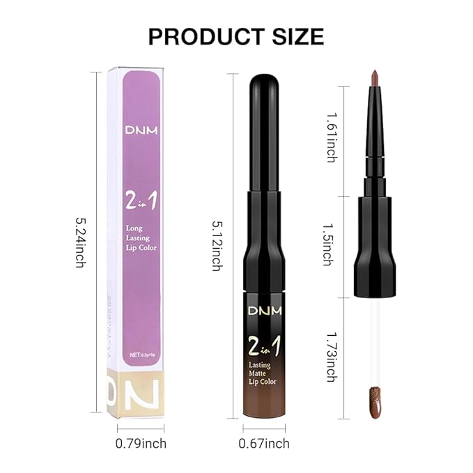 Kaely 2-in-1 Matte Lipstick and Lip Liner, Liquid Lip Stain Makeup for women Long Lasting Waterproof Smudge Proof, labiales matte mate larga duracion listip 24 hours originales, 25 Brown