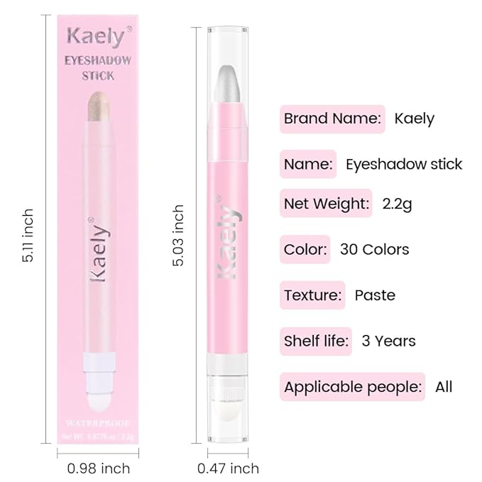2in1 Shimmer Cream Eye Shadow Stick - Silver, Eyeliner Pencil Eyeshadow Palette Makeup, Waterproof Long Lasting Brightener, Crease Proof & Smudge Resistant, Cream Eyeshadow with Built-in Smudger