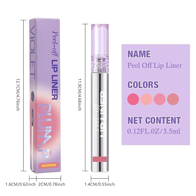 Matte Lip Stain Peel Off Lip liner Tattoo, Peach Pink Liquid Lips Gloss Peel Off Masque, for Women Long Lasting Waterproof Lipstick Lip Tint Stain, Transfer-proof for All Skin Types 03#