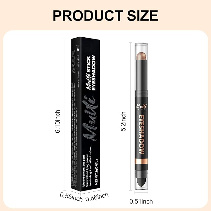Dual-Ended Cream Eyeshadow Stick, Matte Nude Waterproof Long-Lasting Crease-Proof Neutral Eye shadow Pencil for Women, Smooth Blendable Eye Shadow Crayon with Built-in Smudger, 01 Nude Whisper