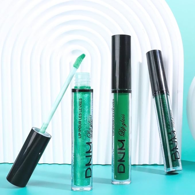 evpct 3Pcs Green Matte Glitter Liquid Lipstick Lip Stain Sets for Women, Matte Shimmer Lipstick Long Lasting Waterproof Permanent 24 Hours original, Magic Lip Sticks Pack for Halloween Daily Makeup