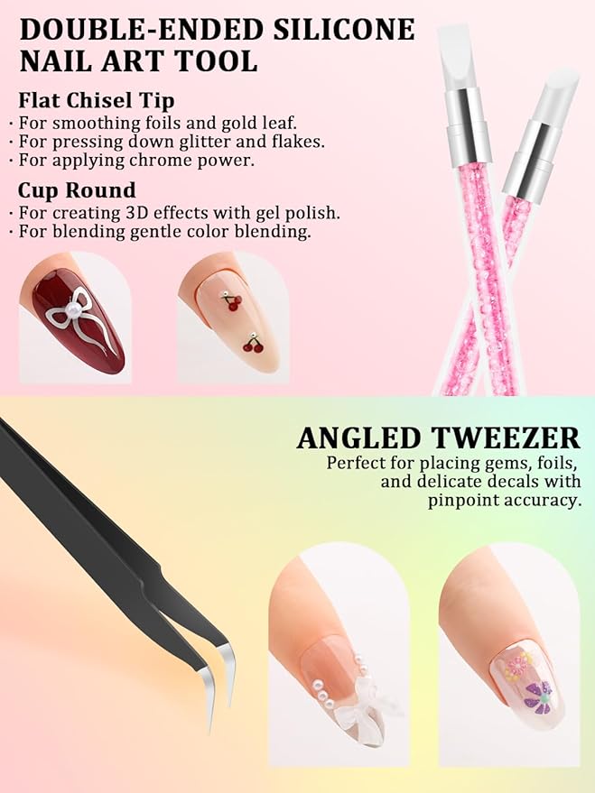 YOOVR Nail Art Tools Set, Nail Stand for Press on Holder for Painting Nails, Nail Art Brushes, Liner Brushes, Nail Dotting Tool, Must Haves Design Tools Supplies Kit for Nail Tech & Beginners (Pink)