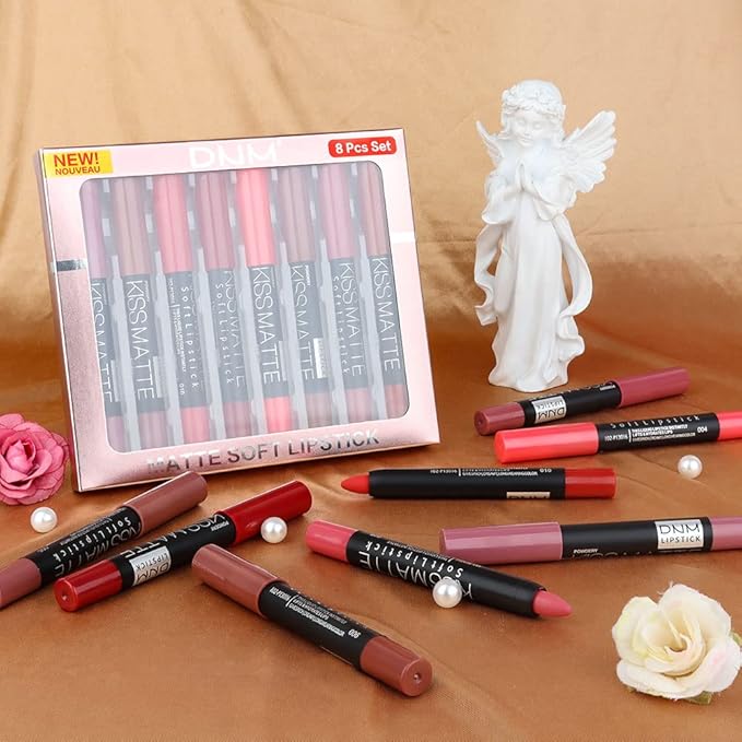BINGBRUSH 8 Colors Moisture Smooth Longwear Lipstick Pack Set, Matte Color Stick Ultimate Lip Crayon for Makeup Collection - Nourishing Waterproof Velvet Lipgloss Lip Stain (set07)