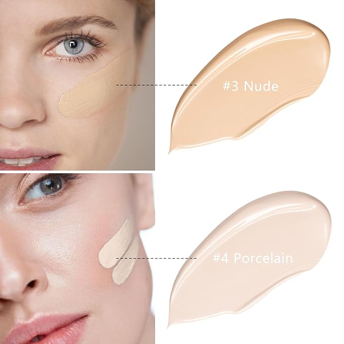 AirBrush Foundation Spray With Primer and Brush, Silky Mist Foundation Spray Makeup, Full Coverage Foundation for Smooth Radiant Finish, Formula Breathable Lightweight Hydrating(#4 Porcelain)