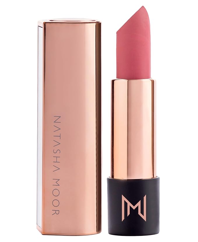 NATASHA MOOR Silk Suede Lipstick: Long-Lasting, Hydrating Semi-Matte Finish - Creamy, Cruelty-Free Formula - Silky Smooth and Highly Pigmented - Mirror for On-the-Go Glamour - MUSE