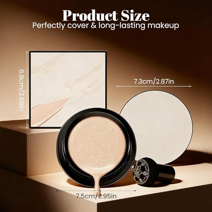 Drkicsy Mushroom Head Air Cushion CC Cream, Cushion Foundation Concealer for Older Women, Full Coverage BB Cream Foundation Skin Tone Corrector Makeup (Natural)