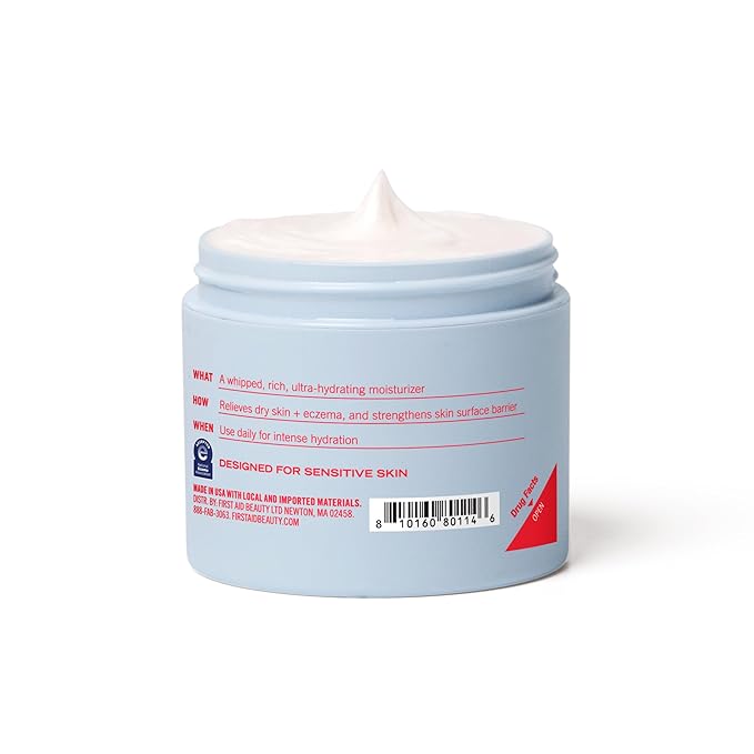 First Aid Beauty - Ultra Repair Cream - Hydrating Face & Body Moisturizer - Whipped Colloidal Oatmeal Clinically Proven to Strengthen Skin Barrier in 7 Days - Helps Relieve Eczema, 2 oz Travel Size