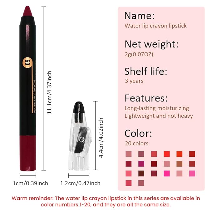 Wine Matte Lip Liner Crayon with Sharpener - Waterproof Smudgeproof Long-Wear Lip Pencil, Creamy Pigmented Lip Crayon for Women, 12HR Stay Silky Velvet Lip Liner 09#