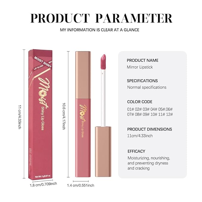 Lip Stain Hydrating High Shine – Lightweight Non-Sticky Glossy Lip Tint, Mirror Shine Moisturizing Lip Makeup for Plump & Full Lips, Long-Lasting Rich Color Lip Glaze, Soft Smooth Lip Gloss 04#