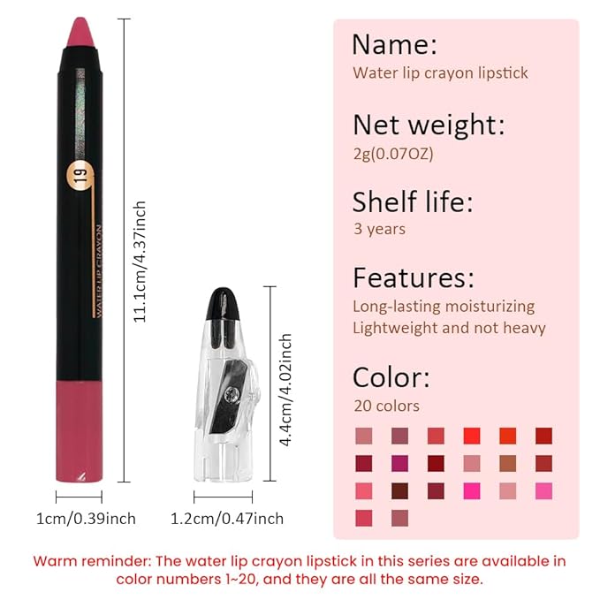 Captivating Red Matte Lip Liner Crayon with Sharpener - Waterproof Smudgeproof Long-Wear Lip Pencil, Creamy Pigmented Lip Crayon for Women, 12HR Stay Silky Velvet Lip Liner 19#