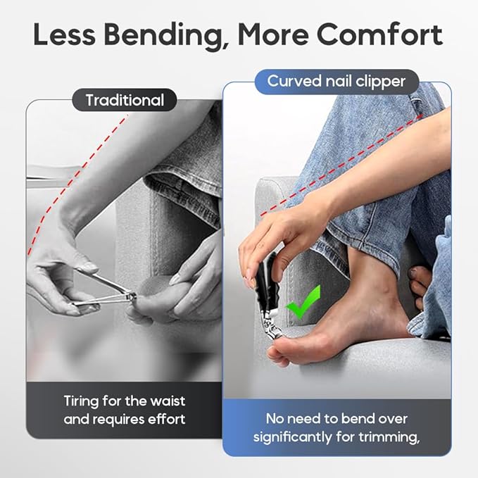 Clipmaster Pro Nail Clippers, 2025 Upgraded Large Angled Head Toenail Clippers Easy Trimming, Wide Jaw Opening Nail Clippers for Thick Nails, Long Handle Nail Clipper for Seniors Men Women (1 Set)