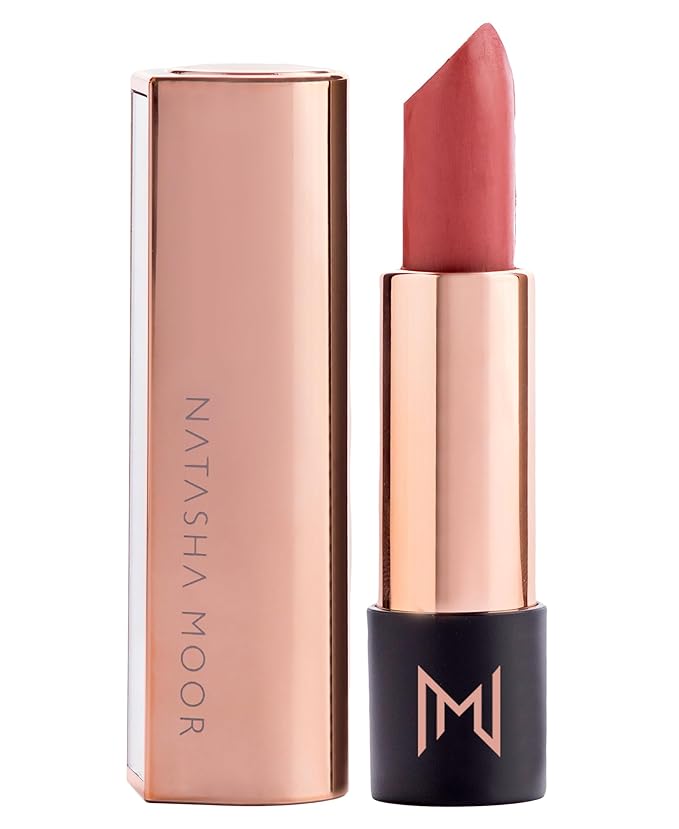 NATASHA MOOR Silk Suede Lipstick: Long-Lasting, Hydrating Semi-Matte Finish - Creamy, Cruelty-Free Formula - Silky Smooth and Highly Pigmented - Mirror for On-the-Go Glamour - RESPECT
