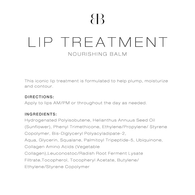 Biba De Sousa The Lip Treatment- Moisturizing Lip Balm with Peptides, Amino Acids & Squalane, Fast Acting Nourishing Balm for Dry, Chapped Lips, Clear & Unscented (0.25 oz)