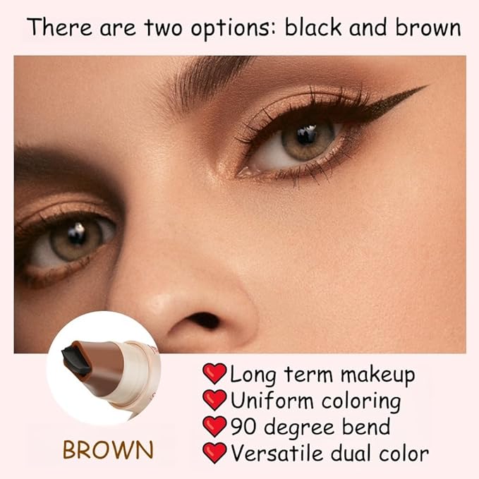 Foldable Winged Eyeliner Stamp Pen Easy Makeup Eye Liner Pen Naturally, It Is Not Easy To Get Dizzy, Fast Drying And Durable Color Development Double Head Eyeliner Seal (BLACK)
