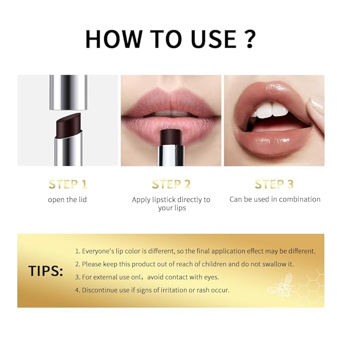 URQT Black & Pink Honey Lipstick Tinted Lip Balm – Moisturizing Sheer Lip with Natural Shine, Hydrating & Lightweight Lip Tint, Long-Lasting Dark Cherry Tinted Balm Lip Stain (Honey Lipstick, 1)