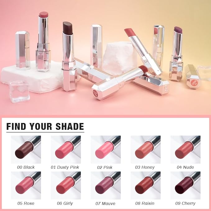 Pink Honey Lipstick Tinted Lip Balm - Shine Moisturizing Lipstick for Women, Natural Nourishing Hydrating Lip Gloss Stain for Dry Lips, Tint Sheer Lightweight Makeup, Vegan - 1Pc #02 Pink