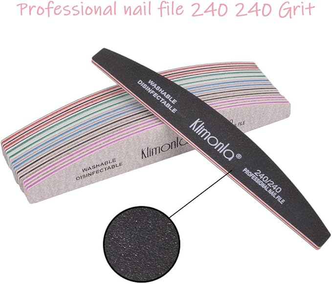 25PCS Gray Professional Nail Files 80/100/150/180/240 Grit, Emery Boards Nail Files for Natural Nails and Acrylic Nails, Double Sided Emory Boards limas para unas acrilicas Reusable Manicure Tools