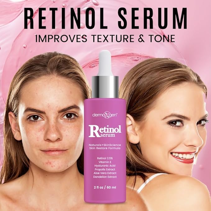 2.5% Retinol Serum for Face - Anti Aging Treatment with Hyaluronic Acid & Vitamin E - Nighttime Retinol Serum for Face - Hydrating Formula for Fine Lines & Wrinkles - 2 Fl oz