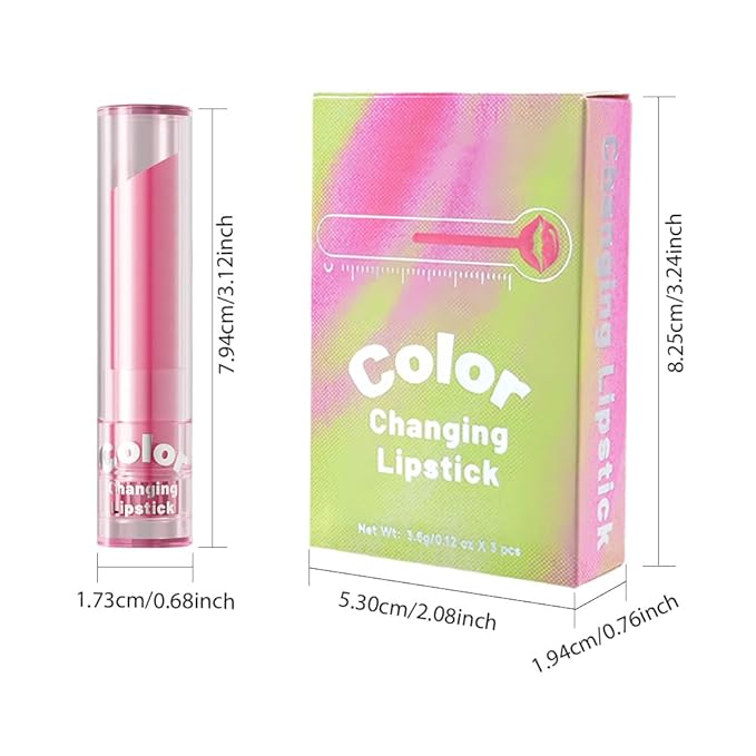 BINGBRUSH Color Changing Lipstick Set, PH Mood Peach Lip Balm and Gloss, Long Lasting Tinted Lip Stain (Set-A #01#02#03, 3 Count (Pack of 1))