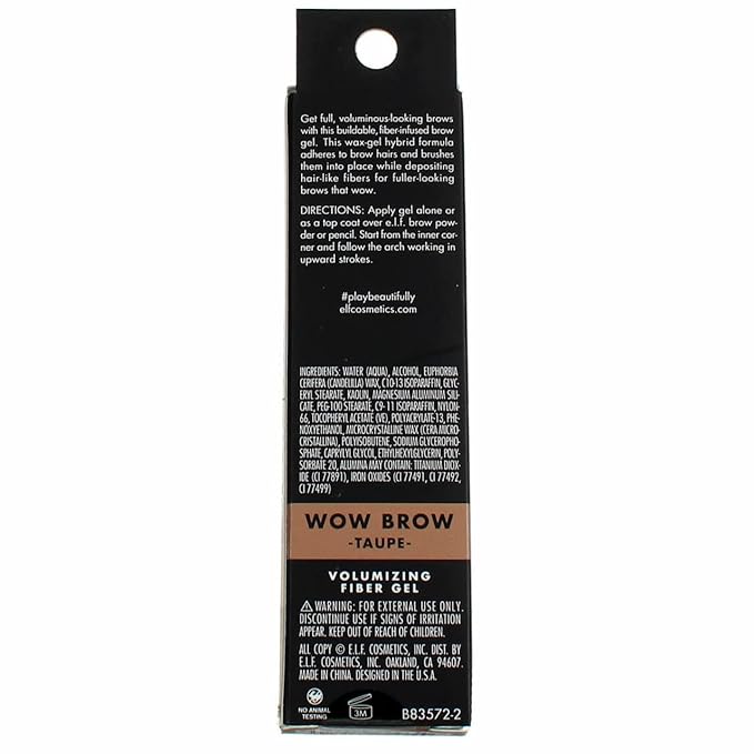 e.l.f. Wow Brow Gel, Volumizing, Buildable, Wax-Gel Hybrid, Creates Full, Voluminous-Looking Brows, Locks Brow Hairs In Place, Taupe