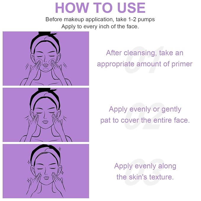3 In 1 Primer for Face Before Makeup,SPF 50, Sunscreen One Step Color Corrector Face Isolation Cream, Blurs Imperfections Oil Control & Moisturizing Skin Tone Correcting (Purple Pink Green)