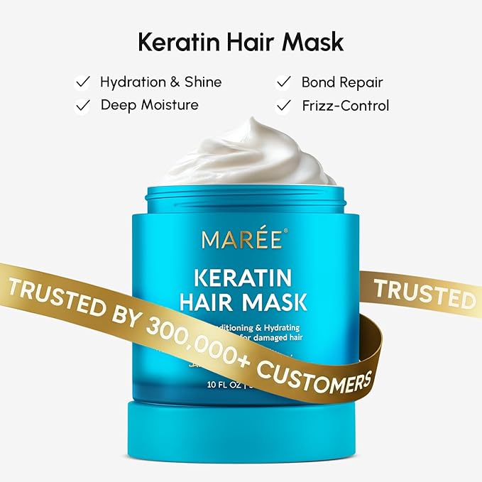 MAREE Deep Conditioning Purple Hair Mask for Blonde Hair – Purple Toner for Brassy, Bleached, Silver, or Color Treated Hair – Hair Repair Mask Keratin Hair Treatment – Matizador Para Cabello Rubio