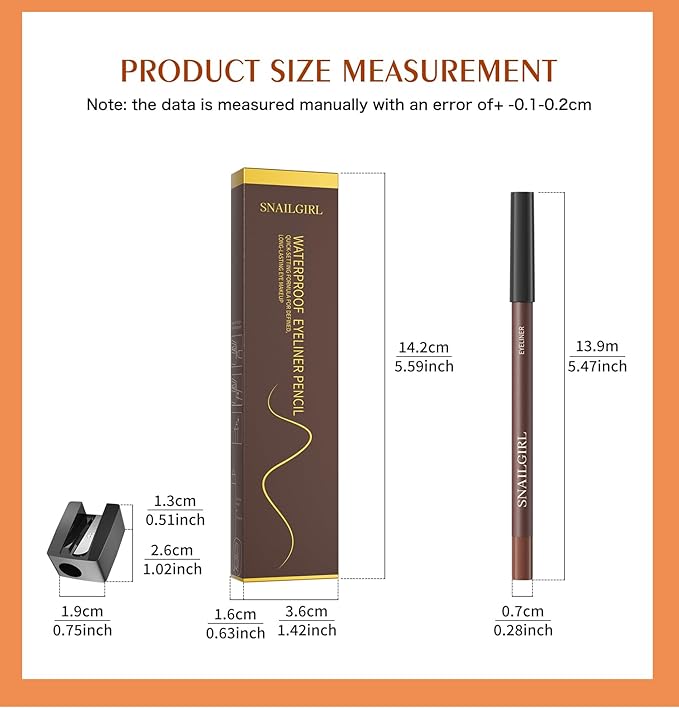 24 HR Waterproof Eyeliner Duo Sharpenable Eye Pencil, Duo Sharpenable waterproof Eye pencil,No Smudging, No Fading, Long-Wearing, Smooth and Easy To Color (Chocolate)