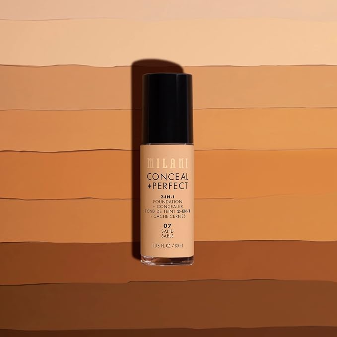 Milani Conceal + Perfect 1 Fl. Oz. Espresso Liquid Foundation - Cover Under-Eye Circles, Blemishes & Skin Discoloration for a Flawless Complexion