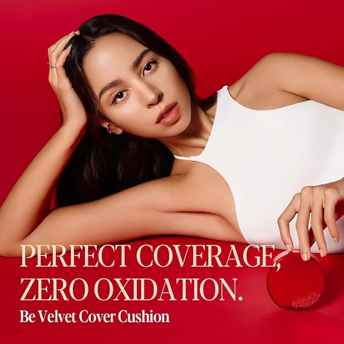 Espoir Be Velvet Cushion Foundation #25 Tan | Quick and Easy Coverage with Long-lasting Color by Zero Oxidation, Velvety Smooth Finish & Lightweight Formula, Vegan, Korean Makeup, 0.46 oz