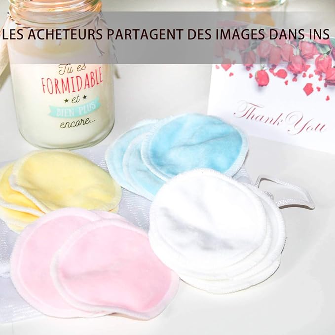 Reusable Makeup Remover Pads (16 Pack) with 2 Bags for Laundry & Storage, Reusable Bamboo Cotton Rounds, Eco-Friendly Reusable Cotton Pads for All Skin Types