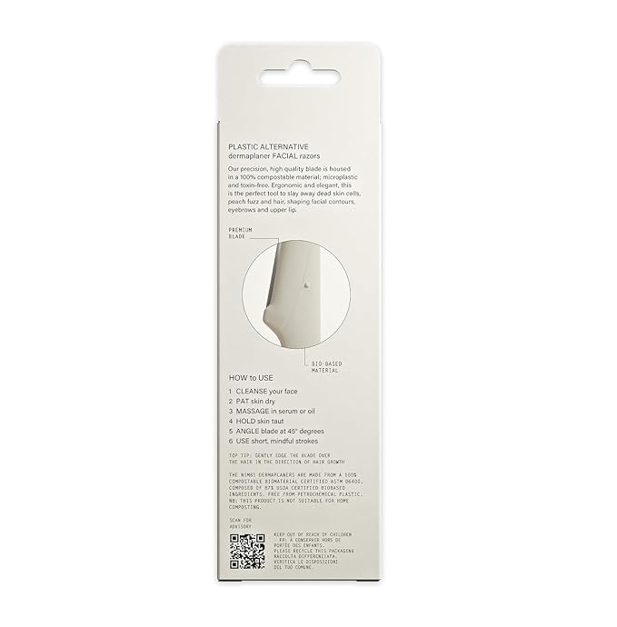 Nimbi Dermaplaner Razor, Precision Eyebrow Shaper, Facial Hair Removal & Exfoliation, Plastic-Free, 3 Count